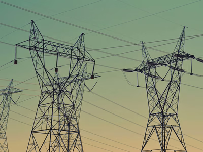Photograph of energy pylons