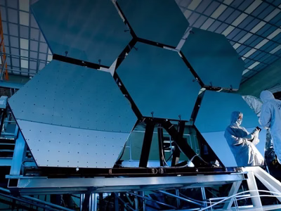 A set of large hexagonal mirror segments arranged in a honeycomb pattern